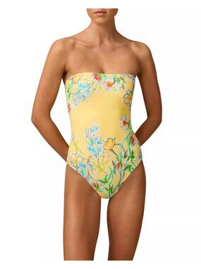 Monte & Lou Sophia Bandeau One Piece Swimsuit Yellow Size US 10